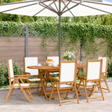 Reclining Garden Chairs 6 pcs Cream White Fabric and Solid Wood 3214539
