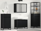 Bathroom Furniture Set with Drawer Black Oak Engineered Wood 3403052