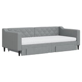 Daybed with Trundle and Drawers Light Grey 90x190 cm Fabric 3197501