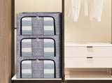 66L Clothes Storage Bags 3pcs Zipped Organizer Wardrobe Closet Boxes Steel Frame 58791681