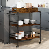 Kitchen Trolley Smoked Oak 81.5x41x92.5 cm Engineered Wood 842343