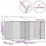Dog Cage with Roof Silver 400 x 200 x 256 cm Steel and PE 3368298