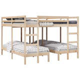 Triple Bunk Bed Frame 200x200/80x200 cm Solid Wood Pine 3308583