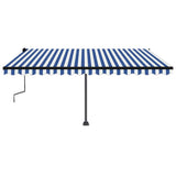 Manual Retractable Awning with LED 450x350 cm Blue and White 3069841