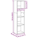 Bookcase Artisian Oak 40x30x152 cm Engineered Wood 857884