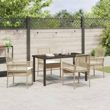 Garden Dining Set with Cushion 5 pcs Beige Poly Rattan 3379893