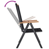 Folding Garden Chairs 4 pcs Aluminium and Textilene Black 41733