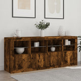 Sideboard with LED Lights Smoked Oak 163x37x67 cm 3209076