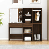LED Dressing Table with Cabinets Brown Oak Engineered Wood 3120190