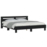 ZNTS Bed Frame with LED without Mattress Black 180x200 cm Super King 3207526