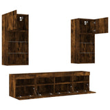 5 Piece TV Wall Units with LED Smoked Oak Engineered Wood 3216747