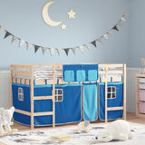 Kids' Loft Bed with Curtains without Mattress Blue 90x200cm 3206965