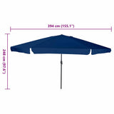 Garden Parasol 394 x 394 x 248 cm Polyester and Steel Azurblau 42003643
