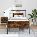 Bed Frame without Mattress Smoked Oak 75x190 cm Small Single Engineered Wood 4106916
