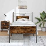Bed Frame without Mattress Smoked Oak 75x190 cm Small Single Engineered Wood 4106916