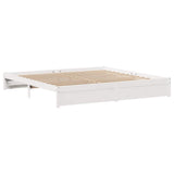 Bed Frame without Mattress White 200x200 cm Solid Wood Pine 3301671