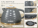 Kettle and Toaster Sets, 3000W 1.7L Rapid Boil Kettle & 4 Slice Toaster with 7 Browning Controls, T3398P344242