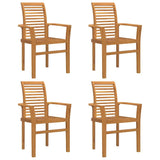 Dining Chair 4 pcs Brown 62 x 55 x 94 cm Solid Teak Wood 42007596