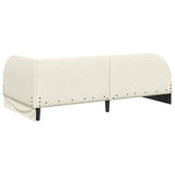 Corner Bed Frame with Headboard Cream 100 x 200 cm Velvet 42016663