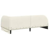 Corner Bed Frame with Headboard Cream 90 cm x 190 cm Velvet 42016643