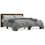 Bed Frame without Mattress Smoked Oak 150x200 cm King Size 3280099
