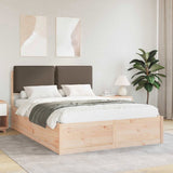 Bed Frame with Upholstered Headboard Taupe 135 x 190 cm 3398137