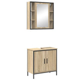 Bathroom Furniture Set with Shelf 2 pcs Brown Engineered wood 3345128