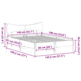 Bed Frame without Mattress Wax Brown 140x190 cm Solid Wood Pine 3328246