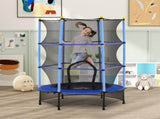 4.6FT/55" Kids Trampoline with Safety Enclosure, Outdoor Indoor Use, for Ages 3-10 Years, Blue T3398P348062