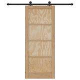 Sliding Door Natural and Black 83 x 202 cm Solid Pine Wood 3333336