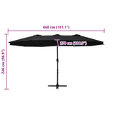 Parasol Black Polyester fabric, Aluminium pole and ribs Extra Large 47302