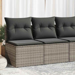 ZNTS 2 Piece Garden Sofa Set with Cushions Grey Poly Rattan Acacia 3325236