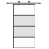 Sliding Door Black 102.5x205 cm Tempered Glass and Aluminium 155221