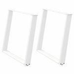 ZNTS vidXL Dining Table Legs U-Shaped 2 pcs White 100x cm Steel 4012805