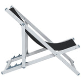Beach Chair Set of 2 Black Aluminium, Textilene Compact 360168