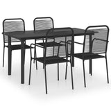 Garden Dining Set Black Powder-coated steel, glass, cotton rope 3060209