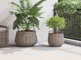 Planter Basket with Storage 2 pcs Grey Lacak Rattan 42020953