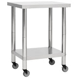 Kitchen Work Table with Wheels 80x30x85 cm Stainless Steel 51634
