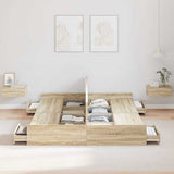 Storage Bed Frame Sonoma oak 140 x 190 cm Engineered wood 3335311