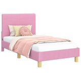 Children's Bed Frame with Headboard Pink 80 x 160 cm Fabric 42010987
