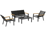 Outdoor Sofa 4 Seater Garden Sofa Set with Loveseat 2 Chairs and Coffee Table Black T3398P550288