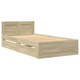 Bed Frame with Headboard without Mattress Sonoma Oak 100x200 cm 3295578