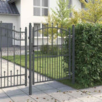 Fence Gate with Spikes Grey 150 x 100 cm Powder-coated steel 42009019
