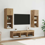 TV Wall Units Wall-mounted 5 pcs Black Oak Engineered Wood 3402924