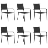 ZNTS Garden Dining Chairs 6 pcs Stackable Black Poly Rattan 318702