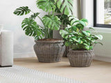 Planter Basket with Storage 2 pcs Grey Lacak Rattan 42020959
