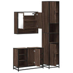 ZNTS 3 Piece Bathroom Furniture Set Brown Oak Engineered Wood 3301124