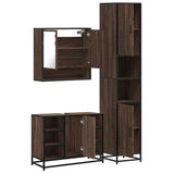 ZNTS 3 Piece Bathroom Furniture Set Brown Oak Engineered Wood 3301124