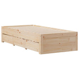 Bed Frame without Mattress with Drawers 75x190 cm Small Single Solid Wood Pine 3308828