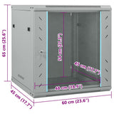 Network Cabinet with Storage Grey 60 x 45 x 65 cm Steel 42017642
